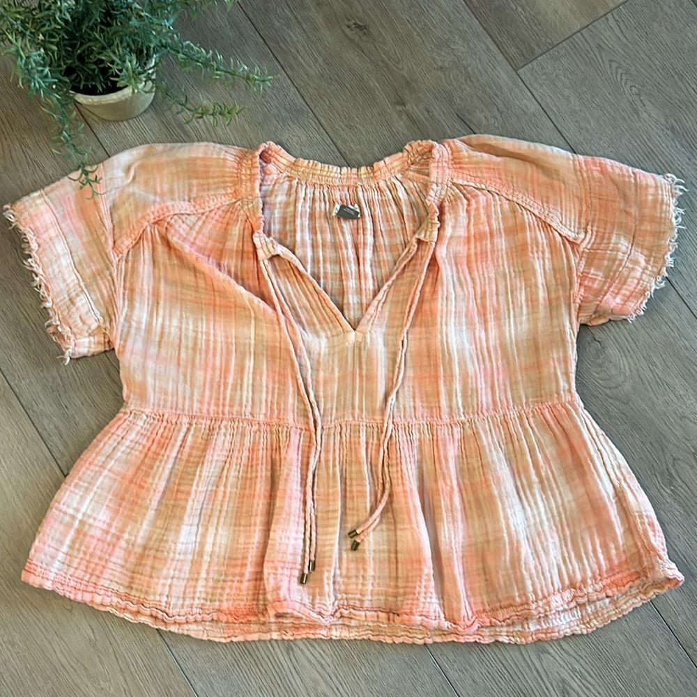 ANTHROPOLOGIE THE BETTE BABYDOLL PEASANT BLOUSE IN CORAL PINK SIZE SMALL EUC - Picture 5 of 10